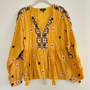 Topshop Embroidered Linen Blouse